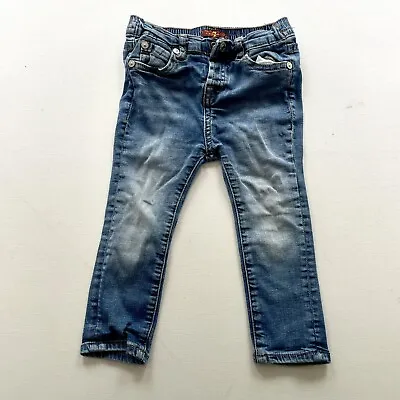 7 FOR ALL MANKIND Jeans Toddler Baby Girl 24 Mo Stretch Blue Pockets • $6.97