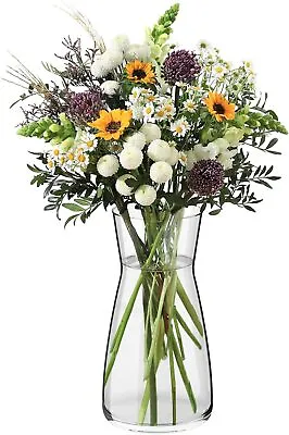 Vases Vase Flowers Glass Ledoir 20cm 7.87 Inch Tall Modern Essentials 1L Clea • £16.91