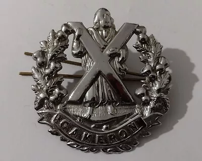 Cameron Highlanders Cap Badge CHROME Slider 57 Mm VINTAGE Original - RARE • £44.99