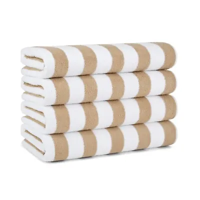 Cabana Beach Towels Packs Of 4 - Striped Color Options - Cotton 30 X 60 Durable • $223.99