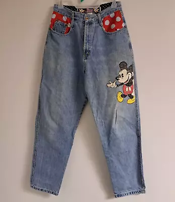 Vintage Disney Mickey Mouse Blue Jeans Wms Sz 10 Polka Dots • $9.99