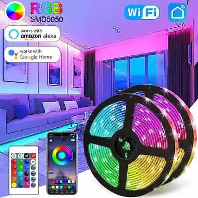 LED Strip Light WIFI Bluetooth Control 5050 RGB Led Lights Flexible Ribbon • $16.99