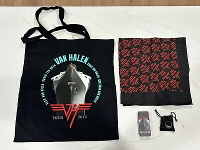 Van Halen Tour 2015 VIP Set - Metal Ring Guitar Picks Tote Bag Bandana • $200