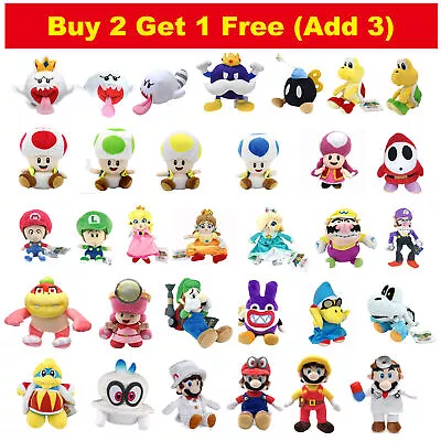 Gift Super Mario Bros Plush Koopa Yoshi Luigi Larry Peach Toad Soft Doll Kid Toy • $12.99