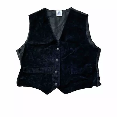 Vintage C&A Black Velvet Suedette Women Waistcoat Vest Gilet UK Size 14 • £20