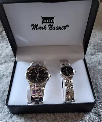 His & Hers Silver Tone Metal Link Watch Set - Brand New In Box By Mark Naimer • $10