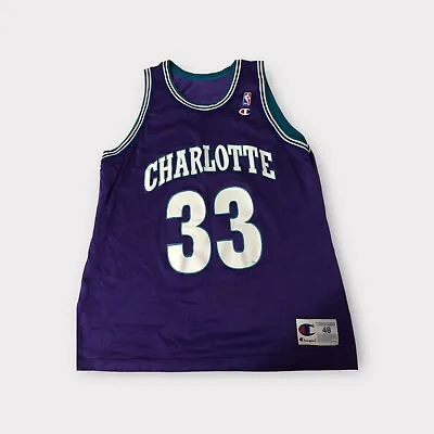 $50 • Buy Vintage Purple Champion Charlotte Hornets Alonzo Mourning Jersey Men's 48 XL