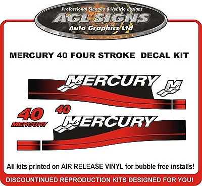 $56.25 • Buy MERCURY 40 HP  Four Stroke Outboard Decal Kit  Reproductions  4 Stroke