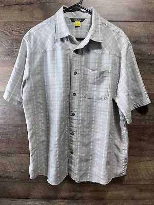 Cabella's Shirt Mens Large Tan Plaid Short Sleeve Button Down Casual • $14.35