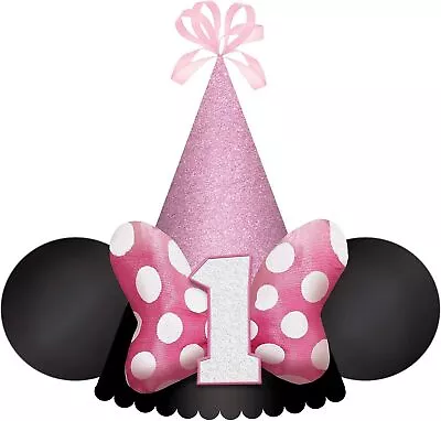 Minnie Mouse Fun To Be One Disney Kids 1st Birthday Party Favor Glitter Cone Hat • $12.77