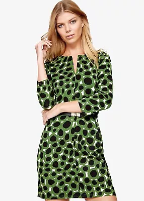 BNWT Damsel In A Dress Green Olive Spot Dress Jersey Retro Print UK 10 NEW £120 • £49.99