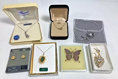 Mixed Lot Vintage Jewelry: Necklaces Earrings Pins/Brooches - NIB • $48.95