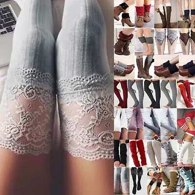 £6.93 • Buy Women Crochet Knitted Leg Warmers Cuffs Toppers Boot Socks Warm Winter Soft UK