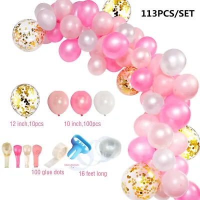 $16.89 • Buy 113pcs Balloons+Balloon Arch Kit Set Birthday Wedding Baby Shower Garland Decor