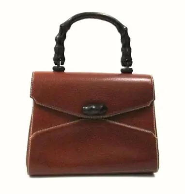 Gucci Vintage Brown Leather Bamboo Top Handle Bag • $445.50