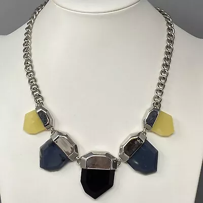 £14.82 • Buy Designer Necklace Gray Black Yellow Faux Stone Acrylic French Connection Chunky