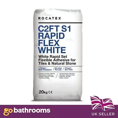 Rocatex C2FT S1 Rapid Flex White Tile Adhesives Suitable For Wall & Floor 20kg • £32.99