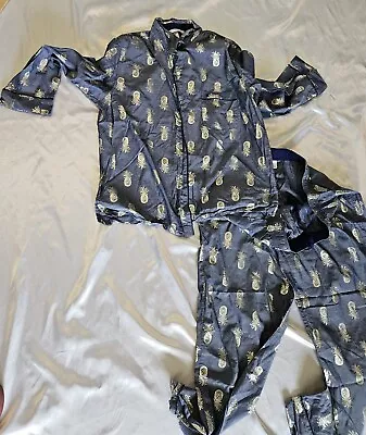 Victoria’s Secret Womens Size Large Cotton Sleepwear Pineapple Blue Pajama Set  • $4.09