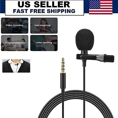 New Clip On Lapel Microphone Hands Free Wired Condenser Mini Lavalier Mic 3.5mm • $6.99