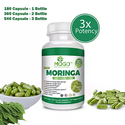 180 Organic Moringa Leaf Powder Capsules.PureVeganWeight Loss Superfood -MOGO™ • $15.99