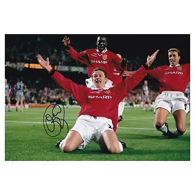 Ole Solskjaer Signed Manchester United 1999 Nou Camp Photo Man Utd Autograph • £89.99
