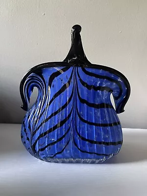 RARE MCM Hand Blown Murano Style Optical Illusion Handbag Glass Vase 1960’s • $69.99