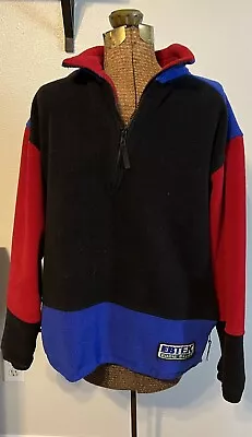 Vintage Eddie Bauer EB Tek 1/4 Zip Pullover Fleece Medium Colorblock USA Made • $29.95