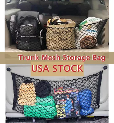 Trunk Storage Mesh Bag Auto Rear Cargo Net 43  BK Universal For SUV MPV Pickup • $10.85