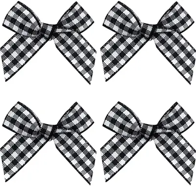 Gingham Craft Ribbon Bows Mini Checkered Ribbon Flowers Appliques For Sewing Gi • $7.05