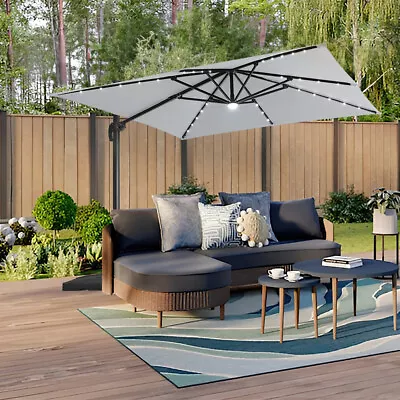 3M Banana / Roma / Lighted Parasol Outdoor Garden Shade Patio Hanging Cantilever • £139.95