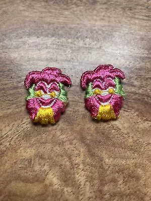 2 Jester Joker  1” PATCH Iron On Vtg 80s Bag Hat Jacket Appliqué 80s Pair Pink • $3.60