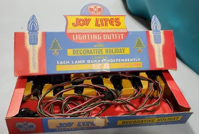 Vintage JOY LITES Christmas 7 Light C-9  Inside Paint Swirl Flame GE Bulb Santa • $29.95
