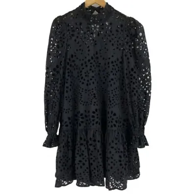 BNWT H&M TREND BLACK Eyelet Broderie Anglaise Mini Tunic Dress Size XS 6 8 10 • $47.30