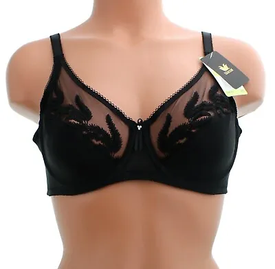 Wacoal Feather Embroidery Underwire Bra 85121 Full Coverage Sheer Top Black • $32.99