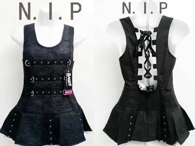 Phaze Clothing Cyber Goth Punk Visual Kei Lace Up Open Back Mini Tank Dress Top • $115.71