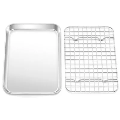 Stainless Steel Toaster Oven Tray And Rack Set Broiler Pan 9x7x1 Inch • $14.54