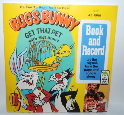 Bugs Bunny GET THAT PET 45 Rpm 7  Book & Record Set VG+ Mel Blanc • $6.99