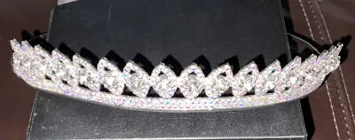 Vtg. Stunning Silver Rhinestone Crown Tiara Headband-Bridal Quinceanera Tiara.. • $28.50