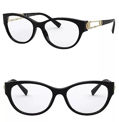 VERSACE SAFETY PIN Medusa Black Gold VE3289 Eyeglasses 3289 Optical Frame 54mm • $136.50