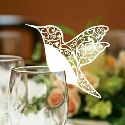 £1.19 • Buy 1-100pcs Hummingbird Wedding Name Place Cards Table Wine Glass Laser Cut Card.