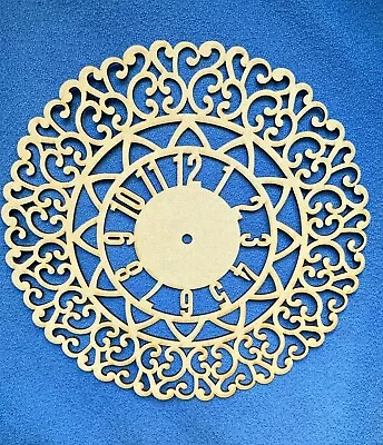 Wooden MDF Ornate Vintage  Clock Face Blank  With 12 Hour Clock  25cm And 29cm  • £8.50