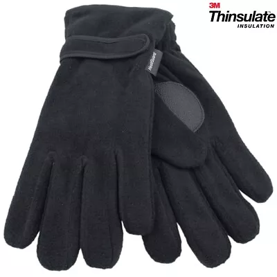 3M Thinsulate™ Lined Mens Polar Fleece Gloves Thermal Winter Adult Wth Palm Grip • £5.99