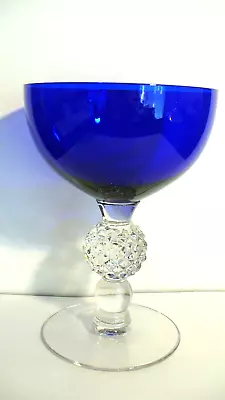 Morgantown Golfball Cobalt Blue 5  Champagne Or Tall Sherbet Dessert Glass - 1 • $19
