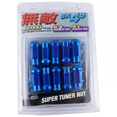 Blue M12*1.5 MUTEKI SR48 Steel Cone Seat Extended Wheel Rims Lug Nuts 20pcs • $50