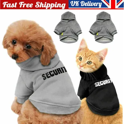 Pet Dog Cat Costume Hooded Coat Jacket Vest Hoodie Jumper Puppy Security Clothes • £6.15