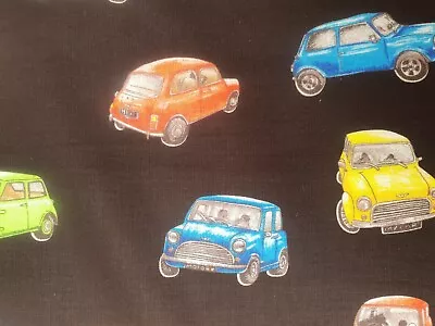 Mini Car Fabric UK Fat Quarter 56cm X50cm 100% Cotton Material Cooper Vehicle • £4.49