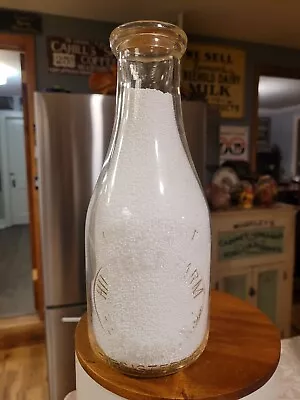 TREQ Hillfield Farm Red Bank NJ New Jersey Dairy Embossed Quart Milk Bottle • $19.99