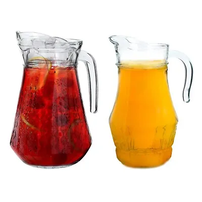 Glass Water Juice Jug Pitcher Carafe Cocktail Cold Drinks Table Kitchen Pitcher • £10.99