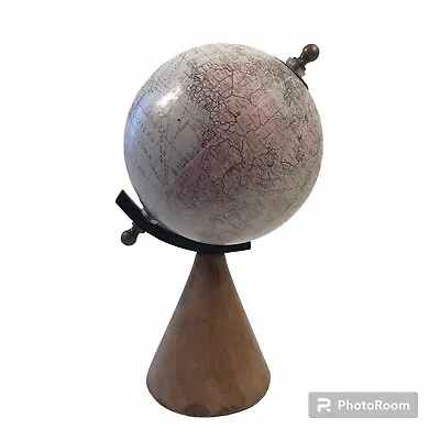 Desktop World Globe 9.5” Tall Mini Wood Base Made In India Home Office Decor • $12.99