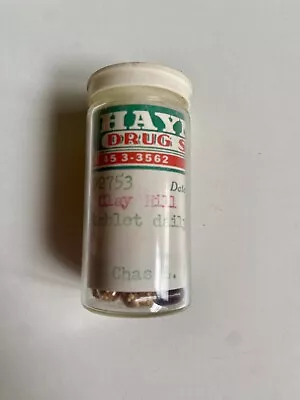 Vintage 1950s Prescription Tiny Glass Pill Bottle Pharmacy Haynes Drug Store ‘59 • $10